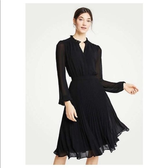 Ann Taylor Black Pleated Flare Dress - Picture 9 of 11